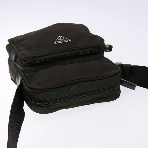 PRADA Shoulder Bag Nylon Khaki Silver Auth sw1198 - Picture 7 of 16
